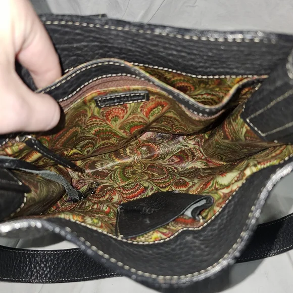 Vintage Dooney & Bourke Black Pebble Grain Leather Bag with Silver Accent - Picture 8 of 9